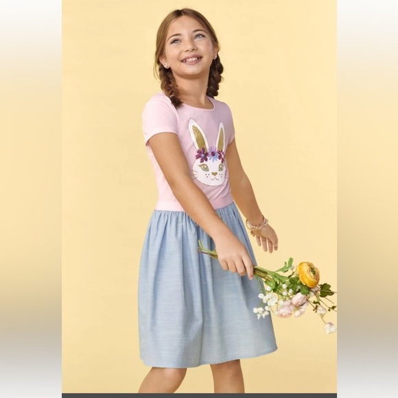 Place girls bunny dress size medium 7/8 . - Picture 2 of 7